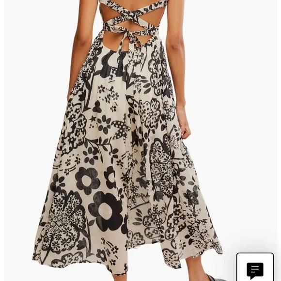 NWT Free People Ultraviolet Floral Black and White Maxi Dress - Picture 5 of 7